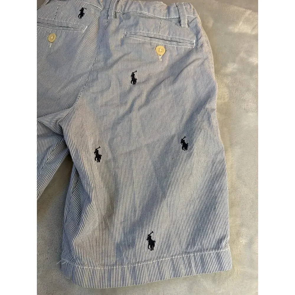 Polo Ralph Lauren All-Over Pony Blue/White Striped Seersucker Shorts size 7